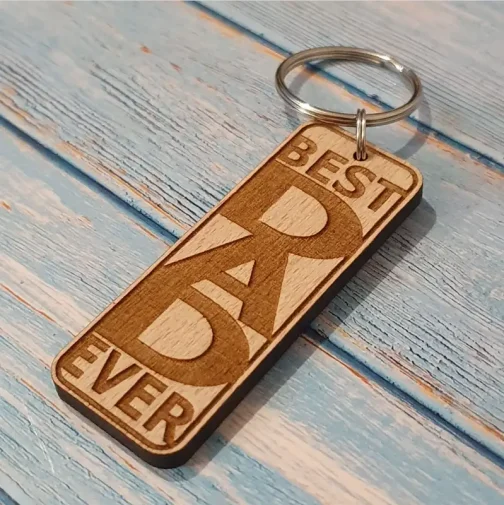 Best Dad Ever Wooden Keyring